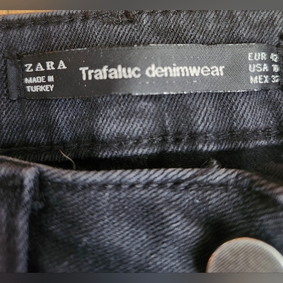 Zara Black Jeans with Button and Zipper Fly and Laced Hip and Ankle Detail - Picture 6 of 7